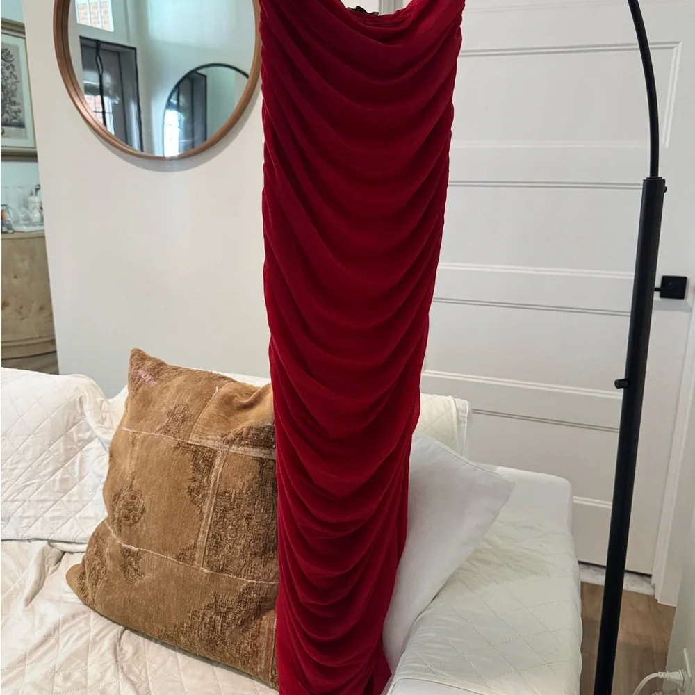 Zara Red Strapless Ruched Dress - Picture 1 of 3